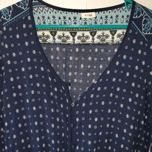 Garage Women's Romper Shorts Outfit Blue & Floral Print Long Sleeves Size S/P - Picture 4 of 16